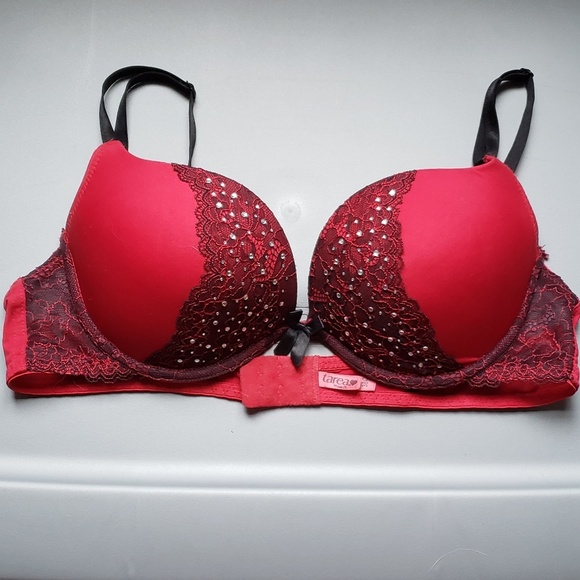 Dolls Kill Other - Sexy Red and Black Push Up Lace Bra